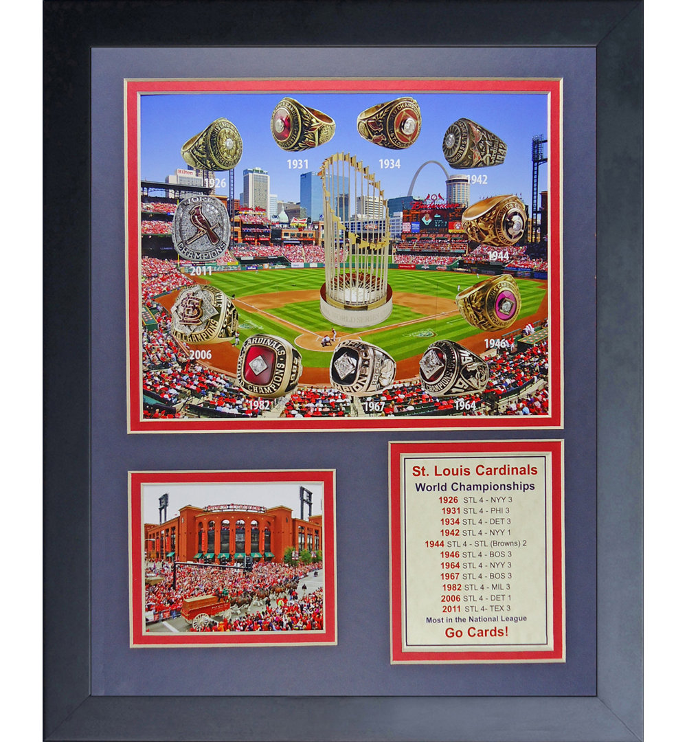 St. Louis Cardinals World Series Rings and Championships Framed Memorabilia Legends Never Die