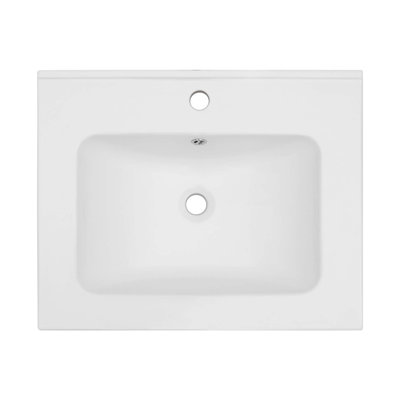Plateau de meuble-lavabo simple blanc 24 po x 19,7 po avec 1 trou de robinet et trop-plein (lavabo seulement)