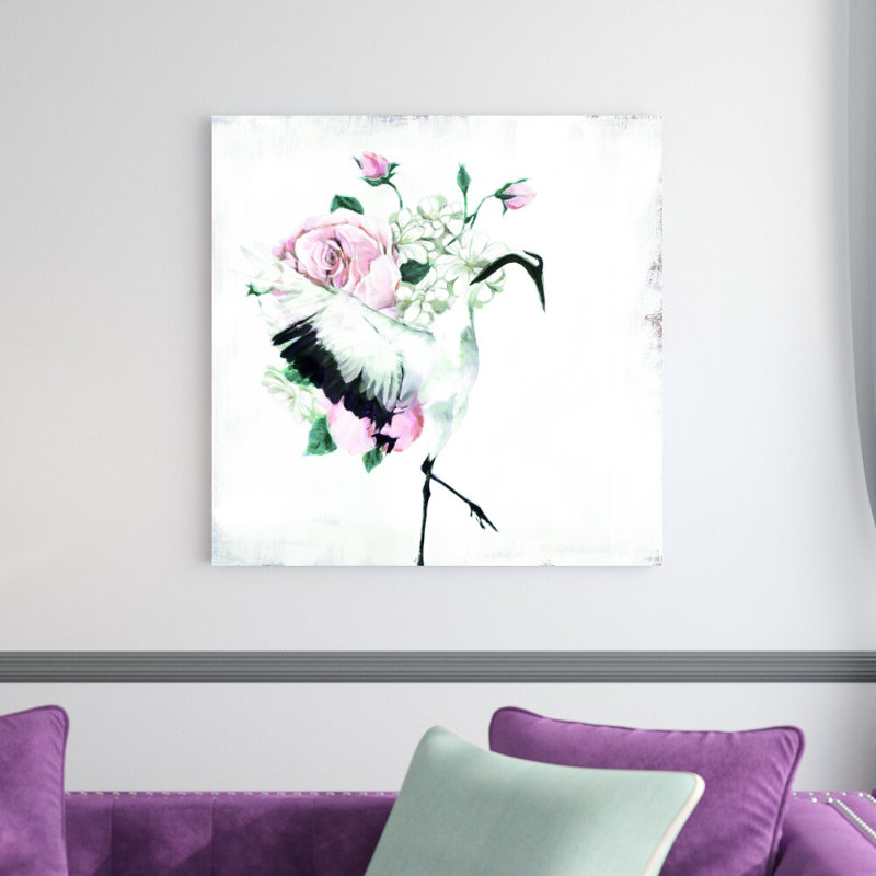 Flower Crane - reproduction d'art sur toile tendue, H 30 po x l 30 po