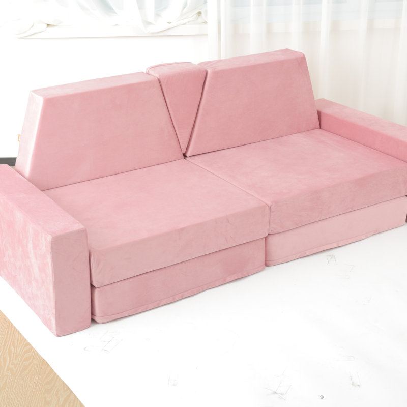 Couch Kids For Toddler & Children, Kids Couch Fort Building Kit For Playroom Furniture, Pink