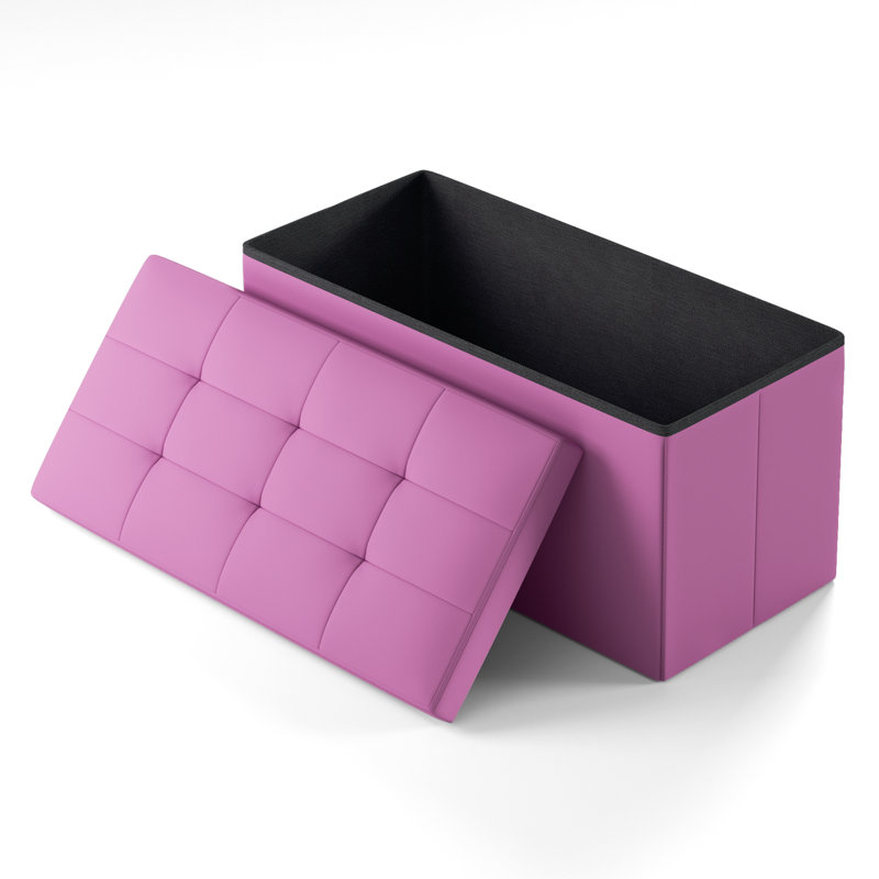 Repose-pieds capitonné avec rangement et repose-pieds, Mauve