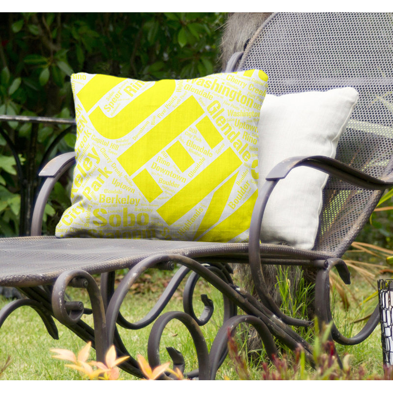 Reversible Throw Pillow, No, Yellow, 16" H x 16" W