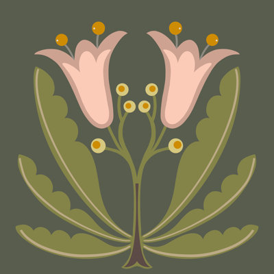 Impression graphique «Folk Flower II» sur toile par Regina Moore