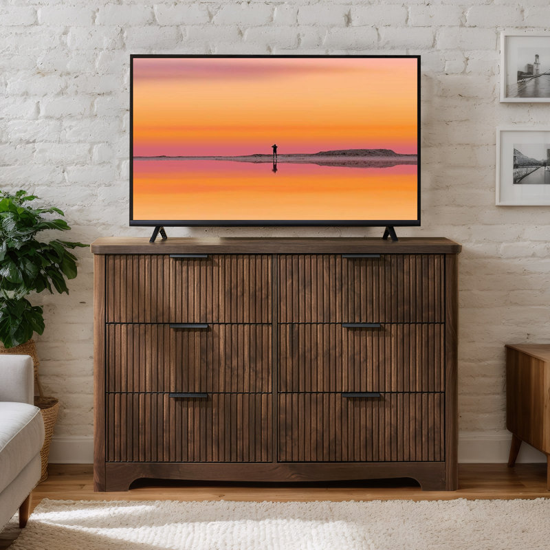 Jahree 47.24" W 6-Drawer Manufactured Wood Dresser, Dark Brown