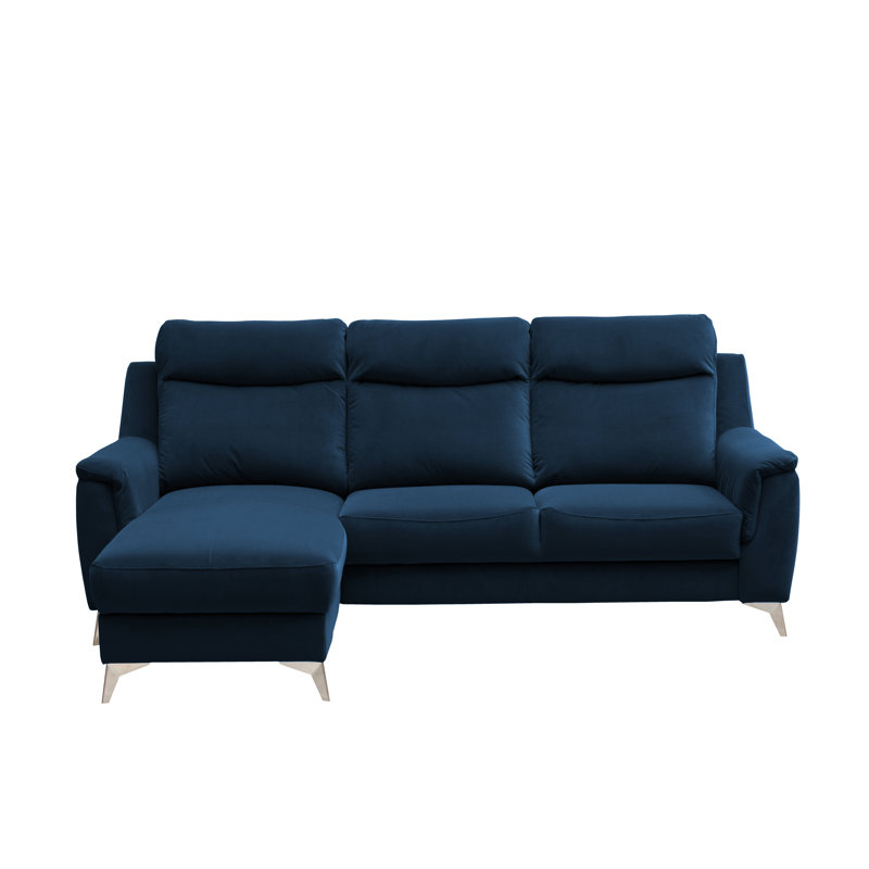 Izola 3 Seater Velvet Sofa Bed, Left Hand Facing, Navy Blue