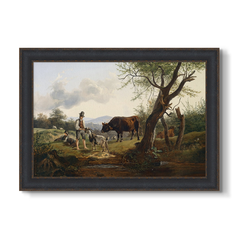 Berger avec Billy Goat, v. 1830 - Frederic Gauermann - Toile encadrée sur mesure, 16x22 INNER SIZE, Framed Canvas