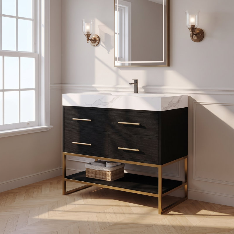 Single Bathroom Vanity with Engineered Stone Top