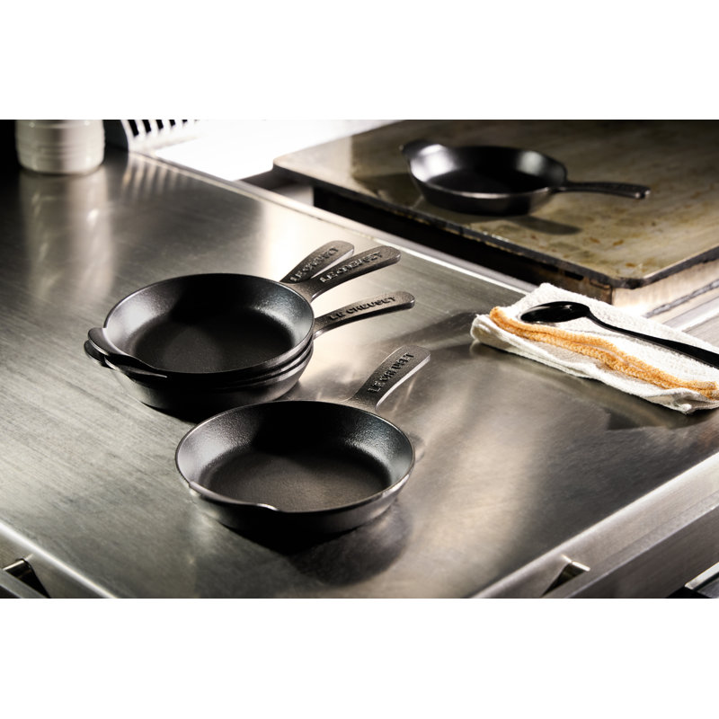 Le Creuset Enameled Cast Iron Set Of 4 Mini Skillets, 1/3 Qt. Each, Matte Black