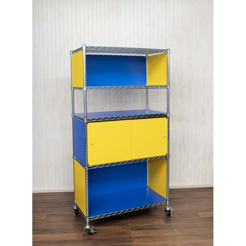 Wire Shelf Enclosure, 18" H x 36" W x 24" D, Yellow