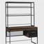 Bureau industriel avec huche, finition brune