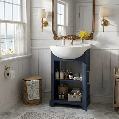 Meuble-lavabo avec lavabo et tablettes de rangement