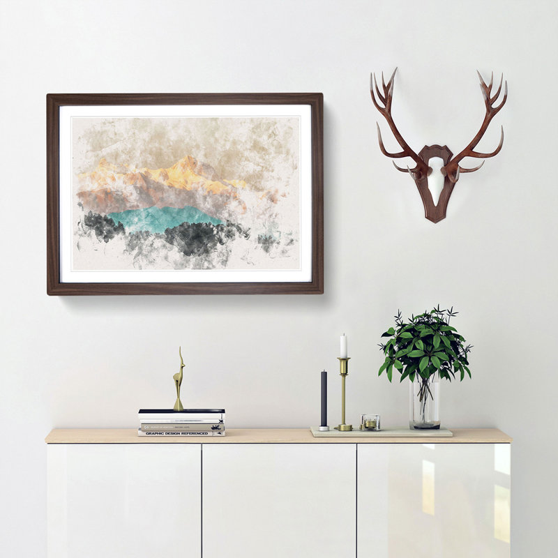 Mountains in Pokhara Nepal - Framed Print, 62cm H x 87cm W x 2cm D, Walnut Framed
