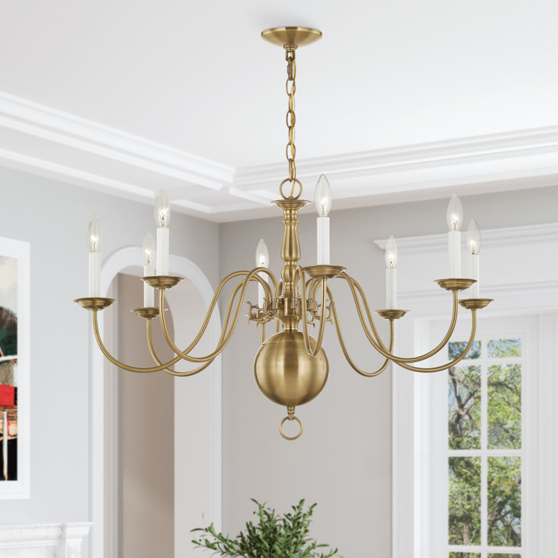 Benedetto 8 - Light Steel Classic / Traditional Chandelier, Antique Brass