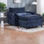 Chaises d'appoint modernes avec repose-pieds, chenille bleue, confort de salon spacieux