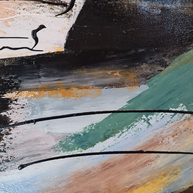 Peinture à l'huile décorative, H 27,56 po x l 27,56 po x P 1 po