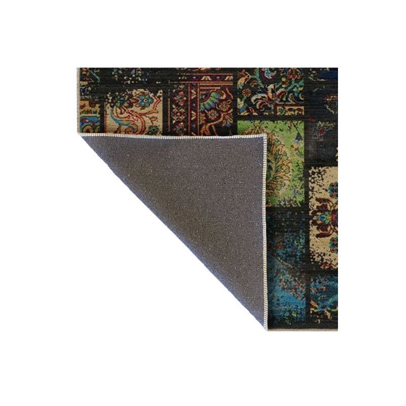 Multi Color Mixed Motif Pattern Vintage Decorative Machine Washable Area Rug, Rectangle 5'1" x 7'7"