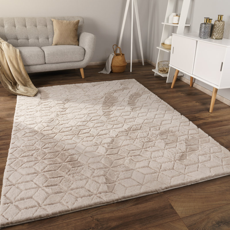 Pranvi Uniform Colour Area Rug, Beige, Rectangular 80cm x 150cm