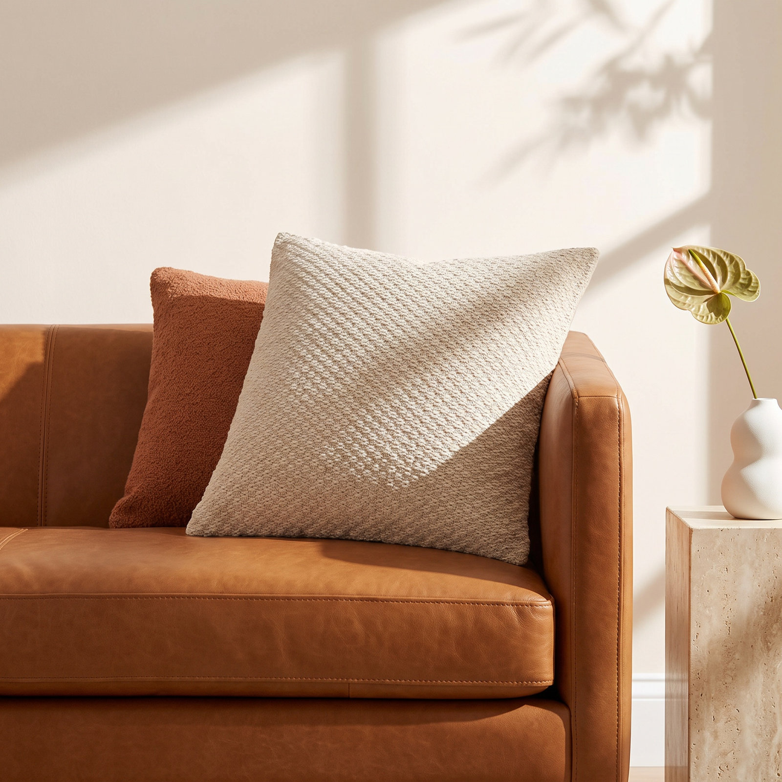 Hemlen Textured Wool Throw Pillow, Polyester/Polyfill