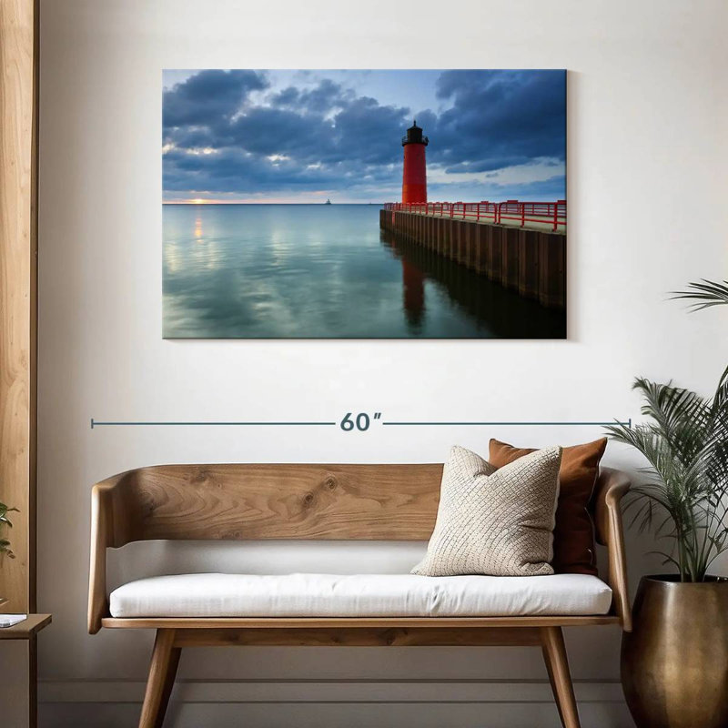 Aletra Red Milwaukee Lighthouse, 30" H x 45" W