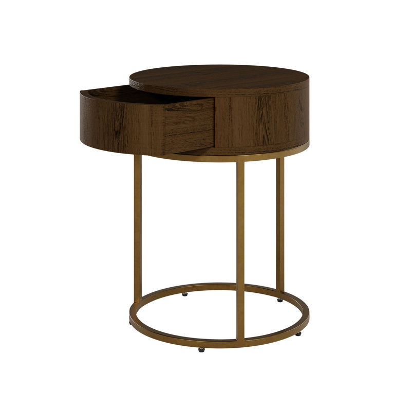 Heredia 1 Drawer Bedside Table, Brown/Gold