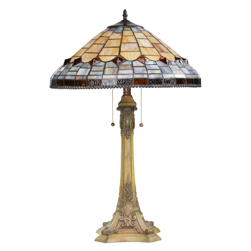 Ariana 26.75" Tan Tiffany Stained Glass Candlestick Table Lamp
