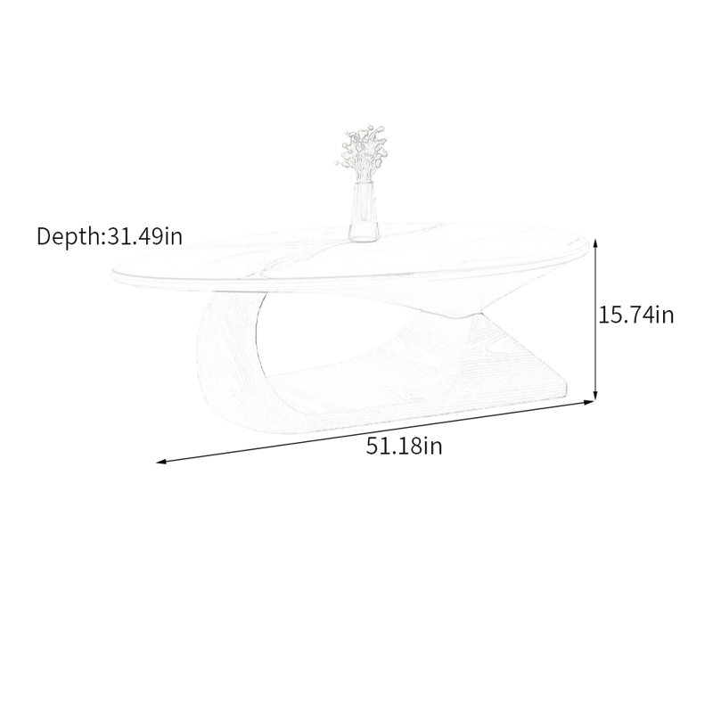 Table basse Luxury, H 15,74 po x L 51,18 po x l 31,49 po, Noir