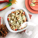 Gibson Elite Gracious Dining 1.9 Quart Stoneware Casserole In White With Glass Lid