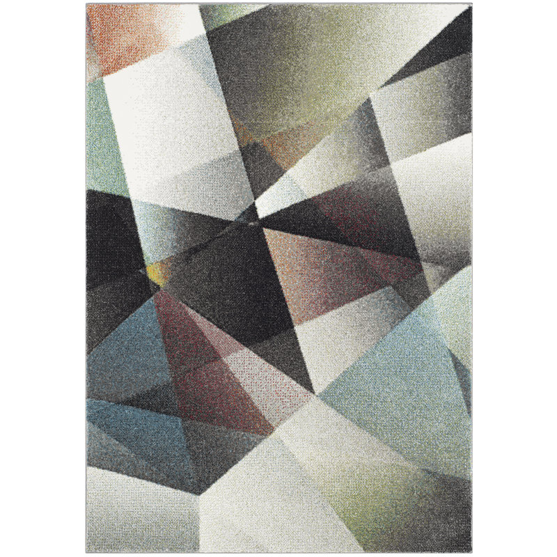 Asumi Wimbled Gray/Brown Area Rug, Rectangle 4' x 6'