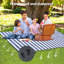 TRIXES XL Striped Picnic Blanket with Carry Handle | Waterproof & Sand Proof | Perfect for Picnics & Camping | 150cms x 200cms