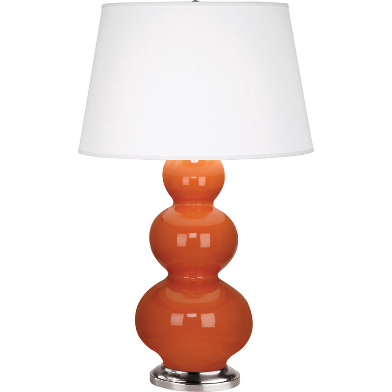 Triple Gourd Table Lamp, Pumpkin/Antique Silver