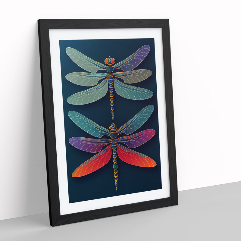 Unbelievable Dragonflies - Single Picture Frame Print, Black Framed, 64cm H x 46cm W x 2cm D