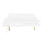 Table basse carrée ultra brillante avec 4 pieds dorés et 2 petits tiroirs, table centrale carrée à 2 niveaux pour le salon, blanc
