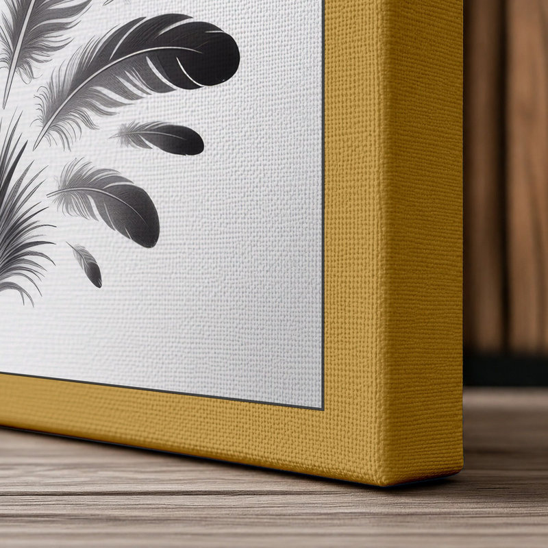 Feather Study Botanical - Wrapped Canvas, 36x24 - 91.4 x 61.0 cm, Ochre Border