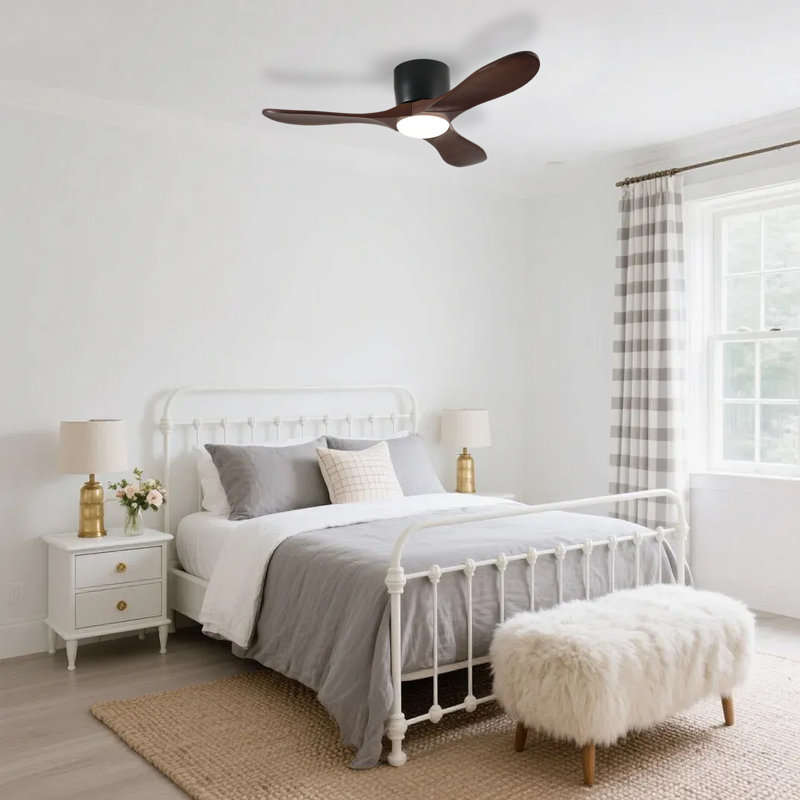 Ventilateur de plafond James Farmhouse Elegance avec pales en bois massif et éclairage DEL