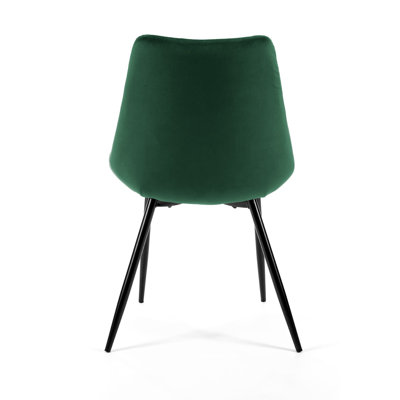 Adrianah 46cm H Tufted Velvet Upholstered Upholstered Back Side Chair in Green