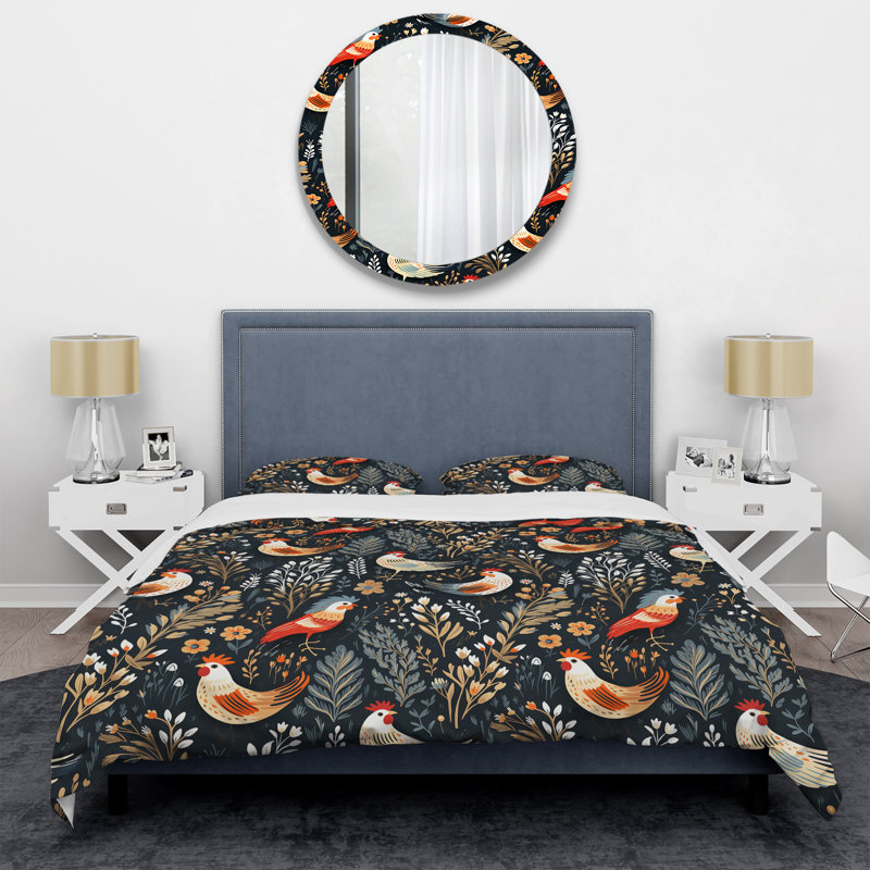 Ensemble de housse de couette Country Charm Red Rooster, Housse de couette pour très grand lit et 2 très