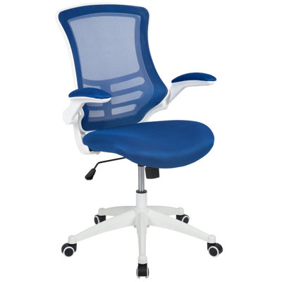 Chaise de bureau ergonomique pivotante à dossier mi-haut en filet avec accoudoirs rabattables Jayetta