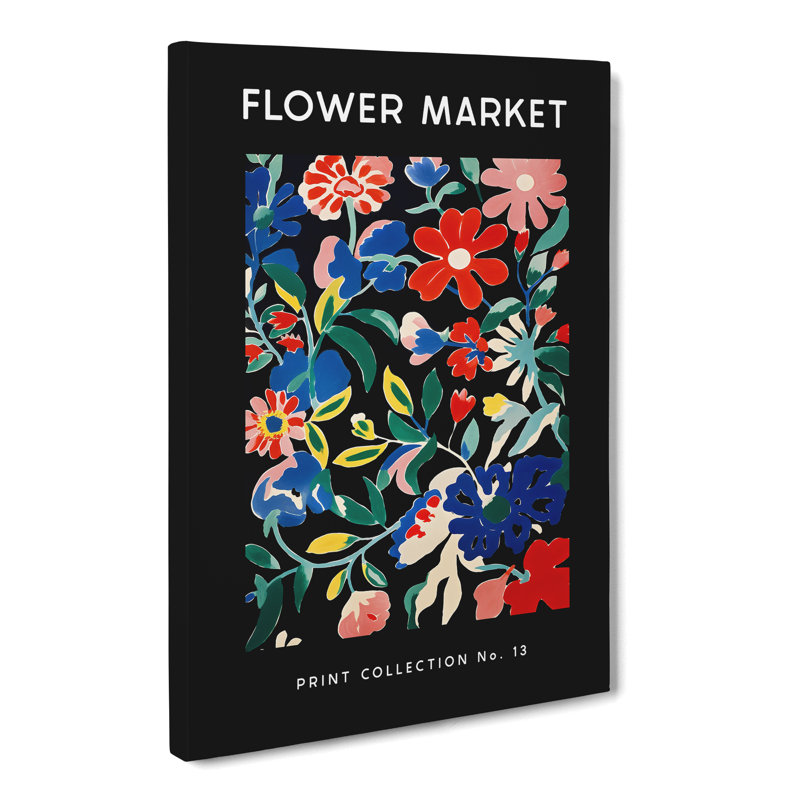 Flower Market Exhibition Black No.13 - Wrapped Canvas, 76cm H x 50cm W x 3cm D
