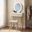 60cm Desktop Dressing Table With Led Lighted Mirror, Makeup Vanity Desk With Stool and Drawer-764345801