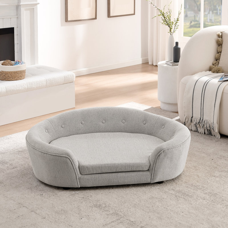 Canapé pour chien surdimensionné ovale semi-fermé surdimensionné, Beige