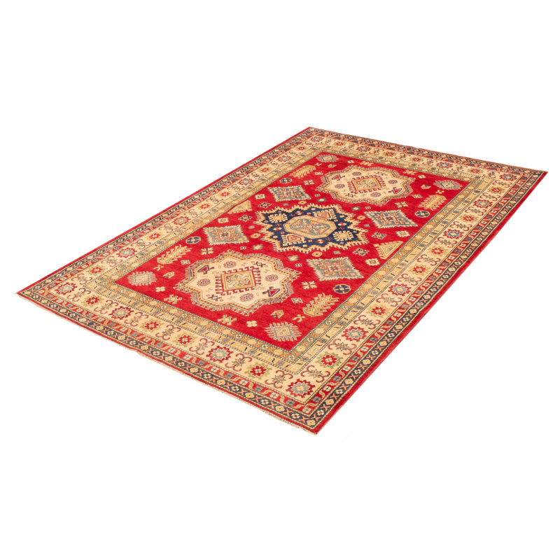 Tapis de couloir rouge en laine noué à la main de conception unique 2 pi 4 po x 6 pi New Age Bryonhall