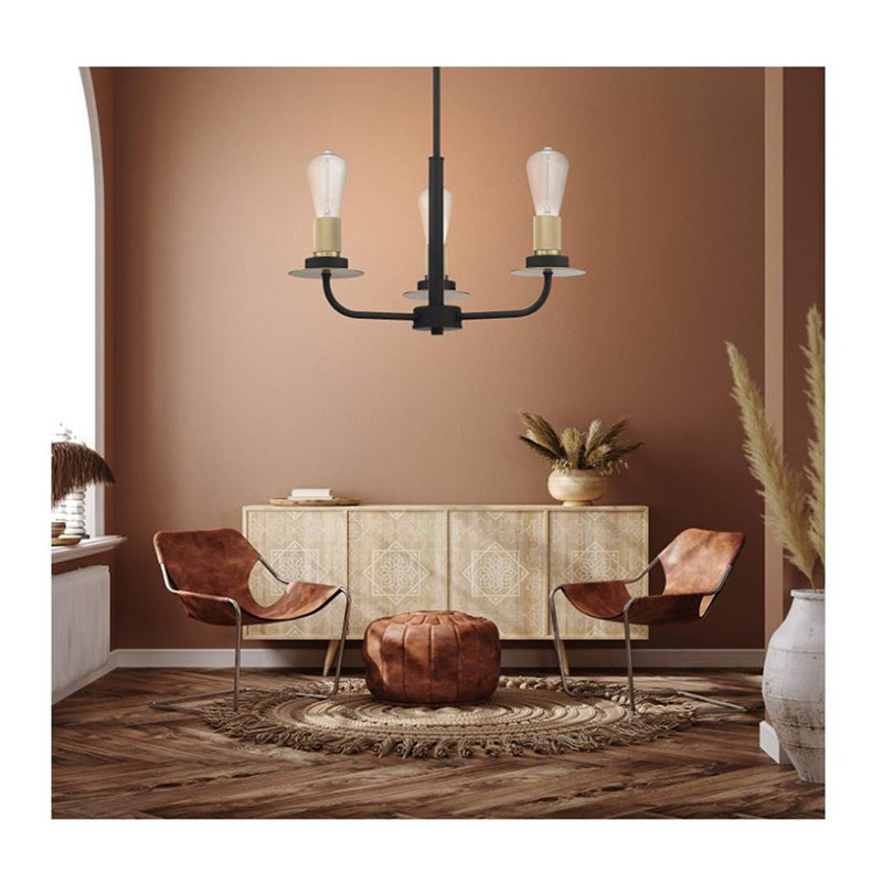 3 - Light Dimmable Wagon Wheel Chandelier