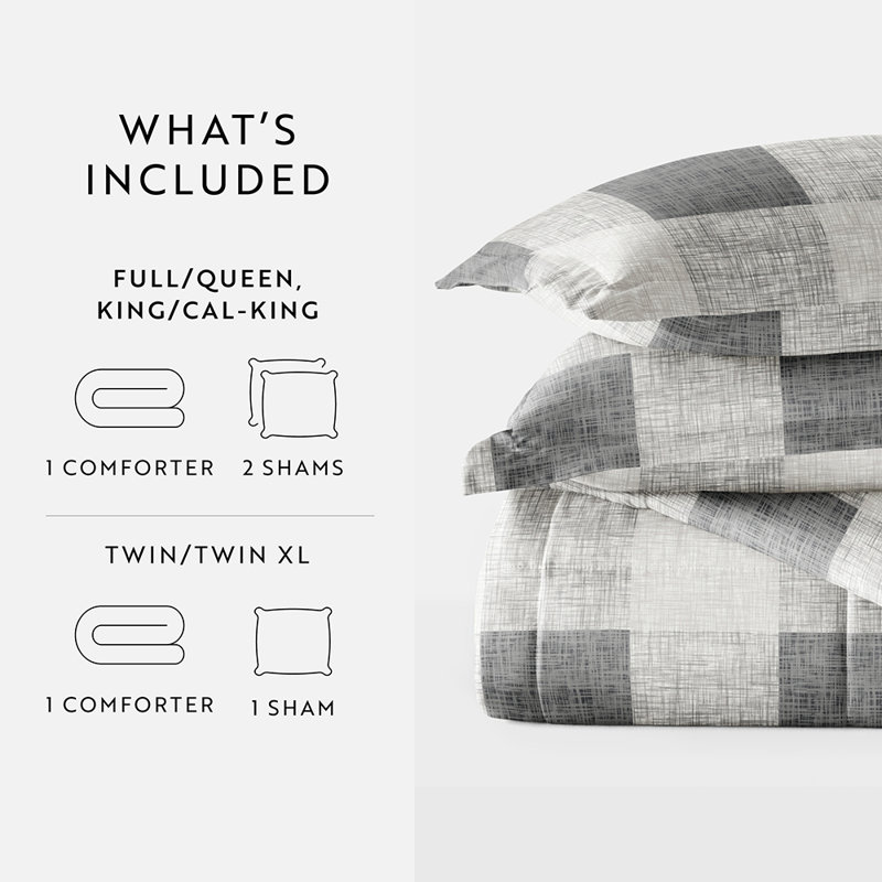 Gingham Microfiber All Season Down-Alternative Comforter, Twin