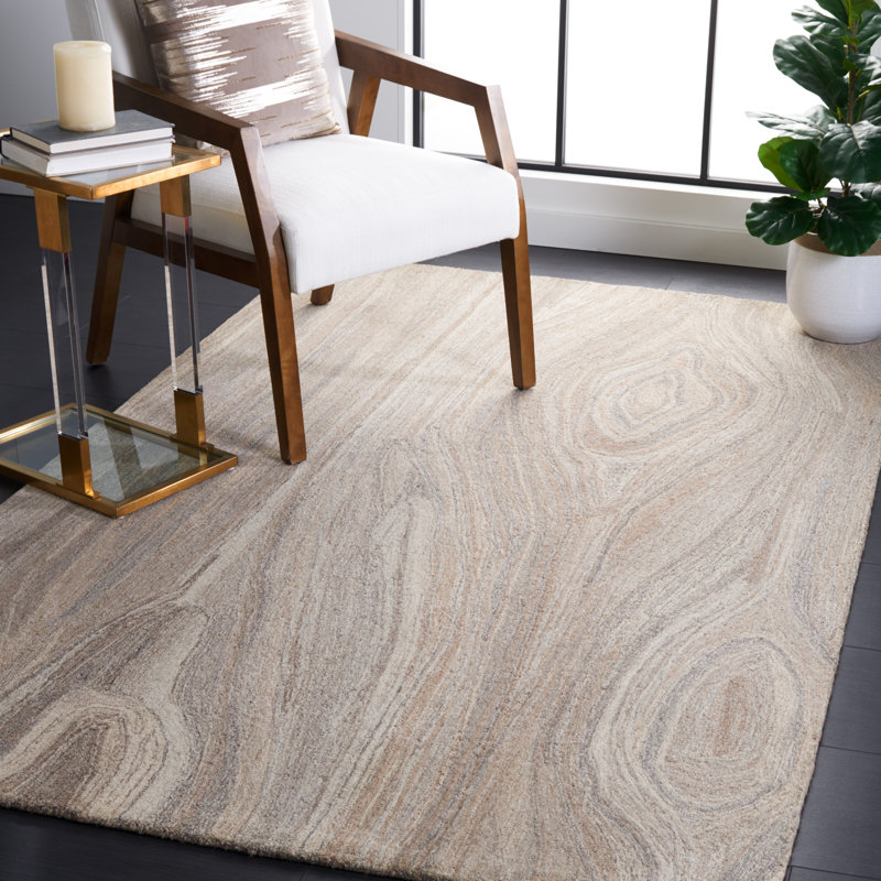 Charlie-Hannah Hand Tufted Wool Abstract Rug, Rectangle 8' x 10'