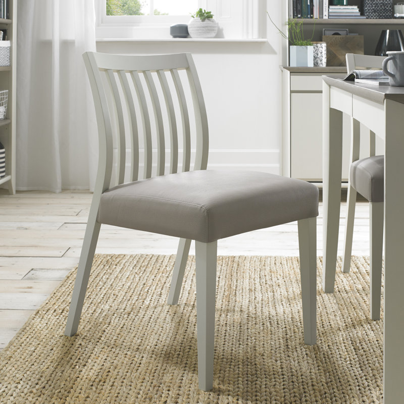 Izzie Upholstered Slat Back Side Chair, Soft Grey