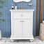 Meuble-lavabo élégant avec lavabo en céramique, tablette réglable, tiroir basculant et charnières à fermeture en douceur-130161142