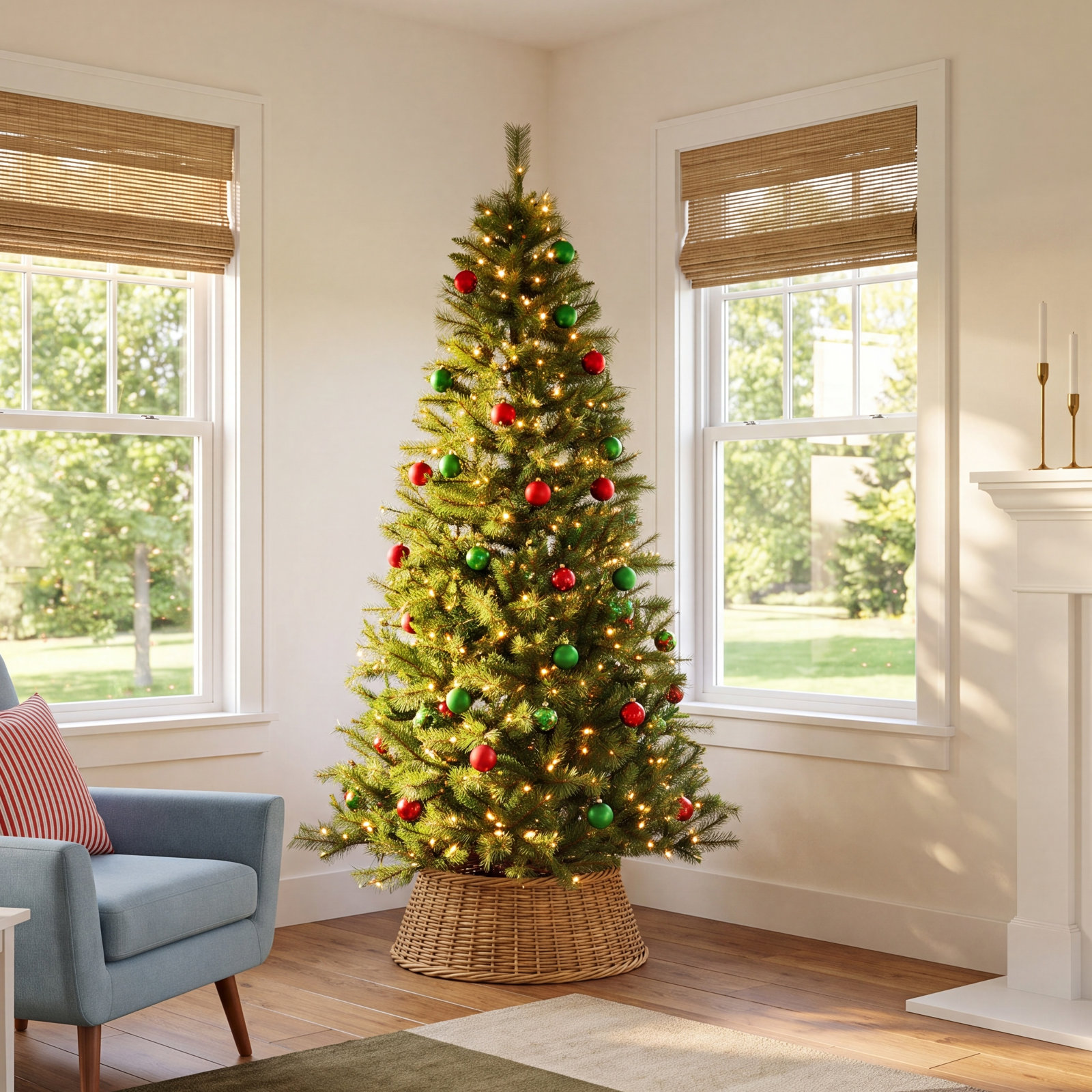 Pre-Lit Half Christmas Tree, 7.5' H