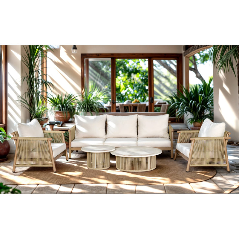 Ensemble de canapé de patio 5 pièces Zira Beige