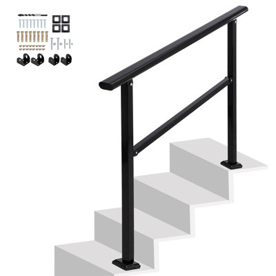 Outdoor Handrails Fits 1 to 4 Steps,Adjustable Height Stair Handrail 51"X 38",Integrated Design at Handrail,Staircase Handrail Step