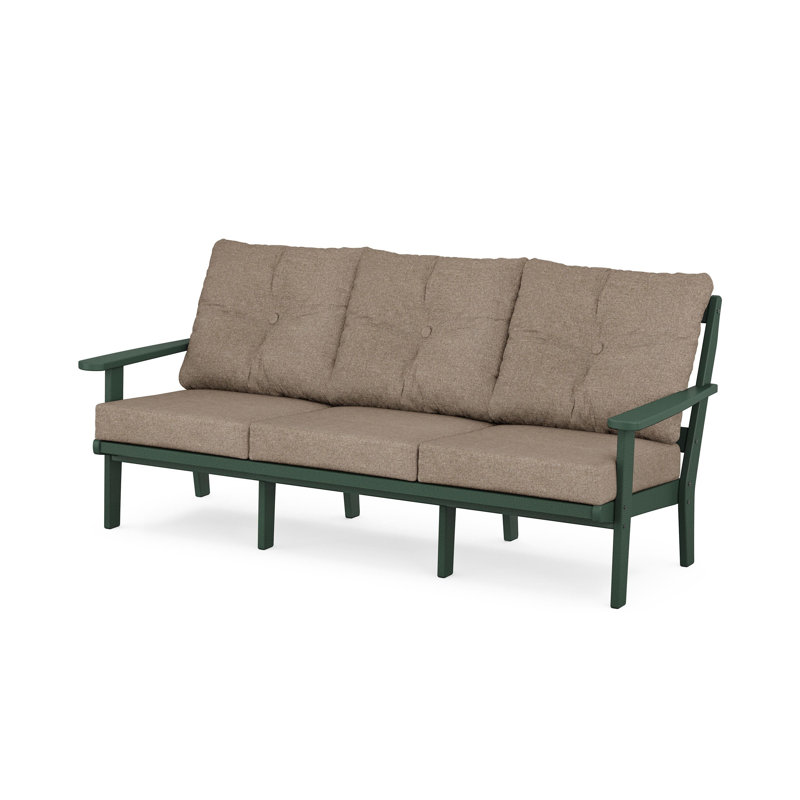 Lakeside Mission Deep Seating Sofa, Black, Natural Linen